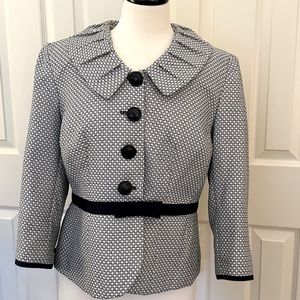Analogy Pleated Jacket with 3/4 Sleeves and Ribbon Waist Details